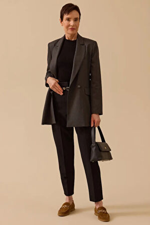 Kadın Betty Beli Pensli Bilek Boy Pantolon - Siyah | 38