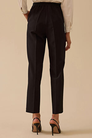 Seçil Kadın Beli Lastikli Bilek Boy Pantolon 0015 Siyah