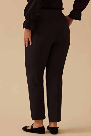 Kadın Ivy Beli Lastikli Bilek Boy Pantolon - Siyah | 38
