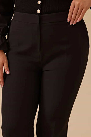 Kadın Ivy Beli Lastikli Bilek Boy Pantolon - Siyah | 40