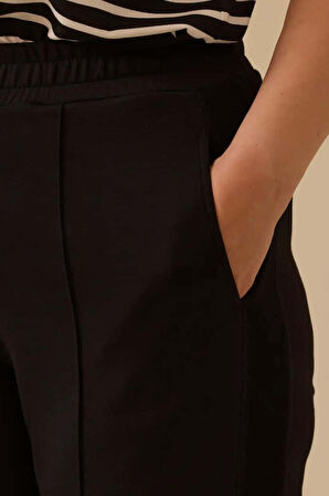 Kadın Büyük Beden Ön Dikişli Pantolon - Siyah | 48