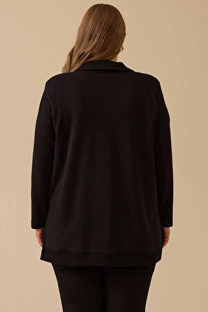 Galaxi Kadın Büyük Beden Pul Detaylı İşlemeli Ceket 4003 Siyah