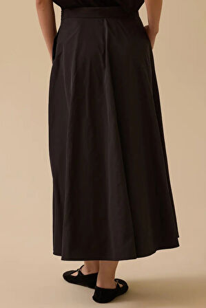 Kadın Cepli Kloş Etek - Siyah | 44