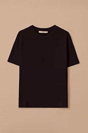Kadın Kısa Kollu Basic T-Shirt - Siyah | M
