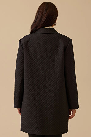 Galaxi Kadın Büyük Beden Aksesuar Detaylı Kapitone Kap 4007 Siyah