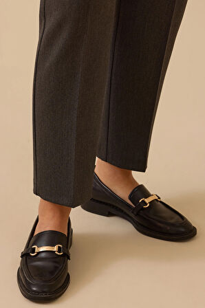 Galaxi Kadın Büyük Beden Tek Düğmeli Düz Paça Pantolon 4001 Gri