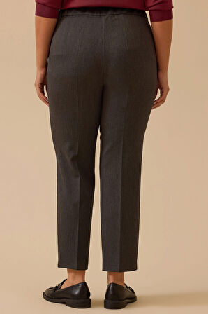 Galaxi Kadın Büyük Beden Tek Düğmeli Düz Paça Pantolon 4001 Gri