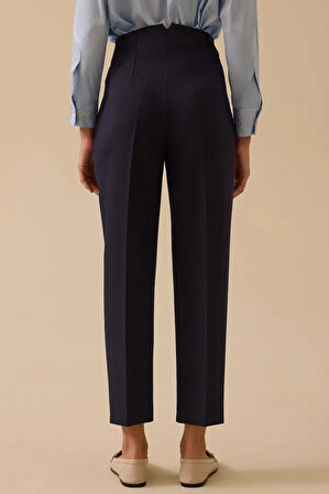 Kadın Betty Beli Pensli Bilek Boy Pantolon - Lacivert | 36
