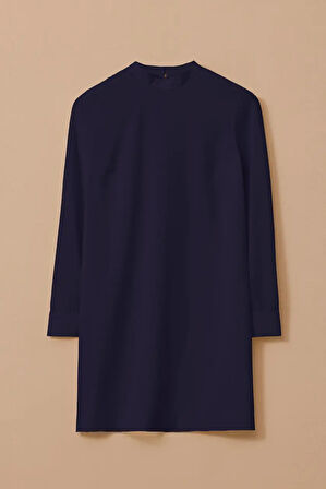 Kadın Dik Yaka Yan Yırtmaçlı Tunik - Lacivert | 40