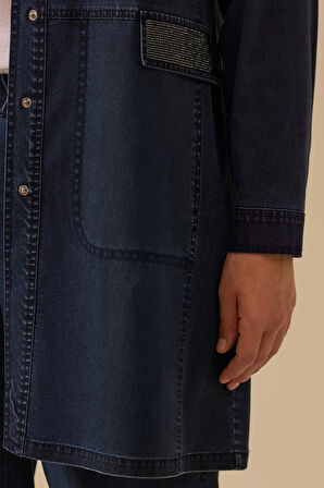 Galaxi Kadın Büyük Beden Taş Detaylı Jean Kap 4002 Lacivert