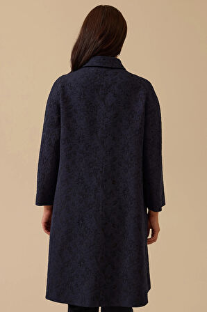 Galaxi Kadın Büyük Beden Desenli Jakar Kap 4003 Lacivert