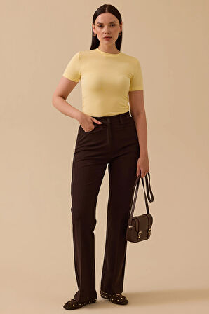 Seçil Kadın İspanyol Paça Pantolon 0002 Kahverengi