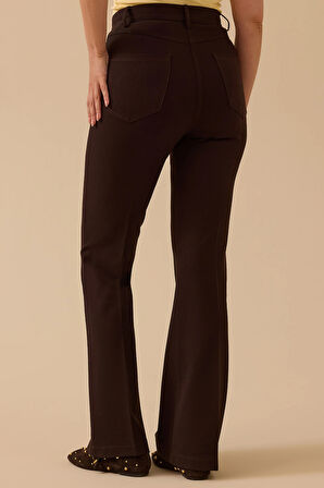 Seçil Kadın İspanyol Paça Pantolon 0002 Kahverengi