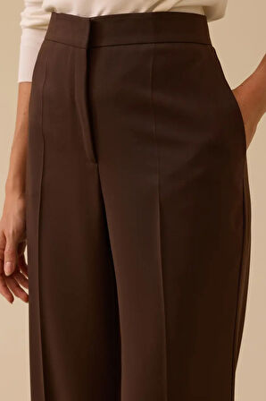 Kadın Klasik Kesim Tam Boy Pantolon - Kahverengi  | 44
