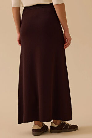 Seçil Kadın Düz Kesim Triko Etek 1013 Kahverengi