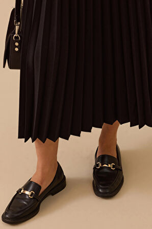 Seçil Kadın Esnek Bel Pliseli Basic Etek 1019 Siyah