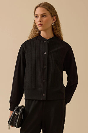 Seçil Kadın Hakim Yaka Çıtçıt Düğmeli Ceket 0023 Siyah