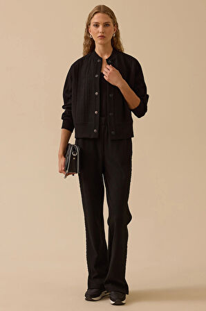 Seçil Kadın Hakim Yaka Çıtçıt Düğmeli Ceket 0023 Siyah