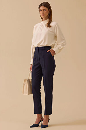 Seçil Kadın Cepli Bilek Boy Klasik Pantolon 0043 Lacivert