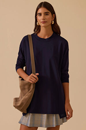 Seçil Kadın Sıfır Yaka Basic Tunik 1025 Lacivert