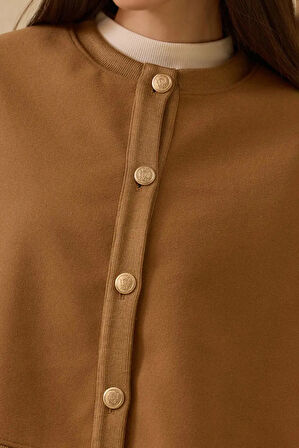 Kadın Katmanlı Kaşe Panço - Camel | STD