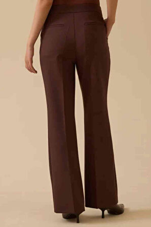 Kadın İspanyol Paça Klasik Pantolon - Kahverengi | 38