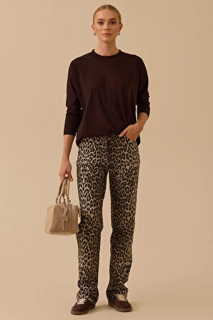 Seçil Kadın Sıfır Yaka Basic Tunik 1025 Kahverengi