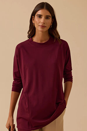 Seçil Kadın Sıfır Yaka Basic Tunik 1025 Bordo
