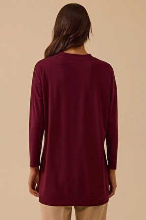 Seçil Kadın Sıfır Yaka Basic Tunik 1025 Bordo