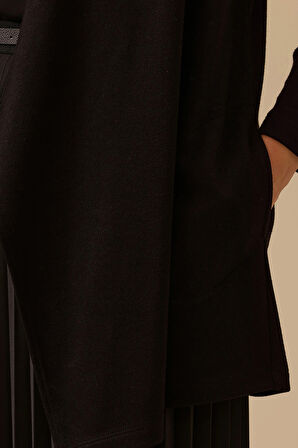 Galaxi Kadın Büyük Beden Asimetrik Kesim Triko Hırka 4004 Siyah