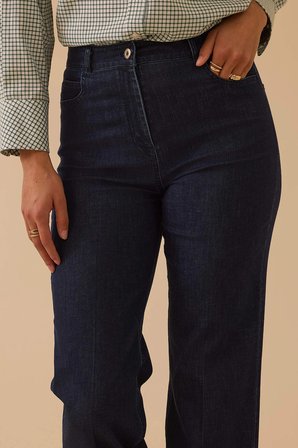 Seçil Kadın Yüksek Bel Boru Paça Denim Pantolon 0001 Lacivert