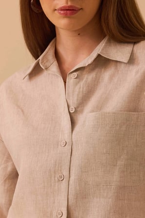 Seçil Kadın Oversize Kesim Gömlek 0036 Bej