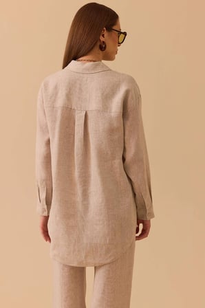 Seçil Kadın Oversize Kesim Gömlek 0036 Bej
