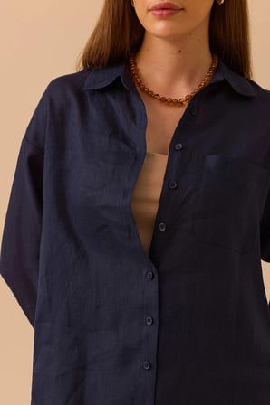 Seçil Kadın Oversize Kesim Gömlek 0036 Lacivert