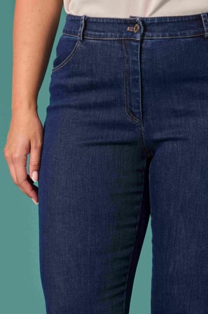 Galaxi Kadın Büyük Beden Yüksek Bel İspanyol Paça Denim Pantolon 4002 Lacivert