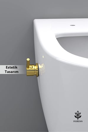 İz Yapı Asma Klozet Entegre Taharet Musluğu İçeriden Montaj Sıcak Soğuk Altın