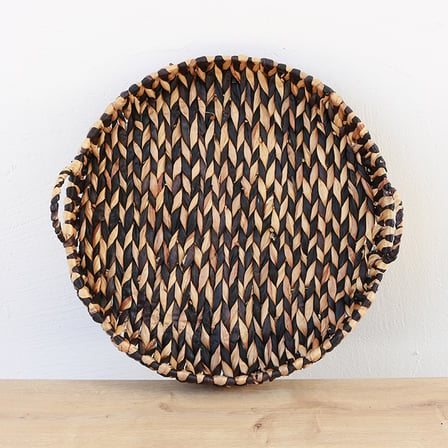 SİYAHİ Dekoratif Siyah & Doğal Renk Orta Boy Su Sümbülü Tepsi 46x 6 cm