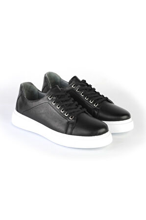 Deriholl Siyah Erkek Deri Sneaker Ayakkabı