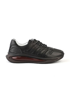 Deriholl Siyah Erkek Hakiki Deri Sneaker & Spor Ayakkabı