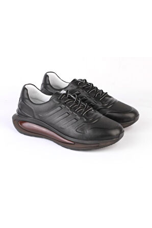 Deriholl Siyah Erkek Hakiki Deri Sneaker & Spor Ayakkabı