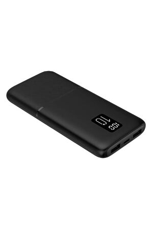 Logia P10 LED Ekranlı Slim 10000mAh Powerbank Taşınabilir Şarj Cihazı Siyah