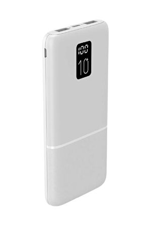 Logia P10 LED Ekranlı Slim 10000mAh Powerbank Taşınabilir Şarj Cihazı Beyaz