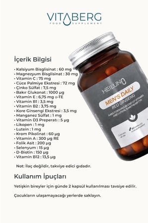 Men's Daily Multivitamin 60 Kapsül – Red Ginseng, Likopen & Saw Palmetto