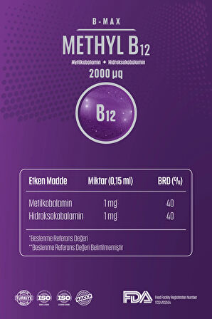 B12 Complex 2000 mcg Metilkobalamin (1000 mcg) Hidroksokobalamin 