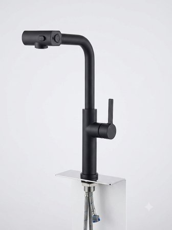 BANYO NATURAL ALBA SİYAH SPİRALLİ EVYE BATARYASI (BTR-109S)