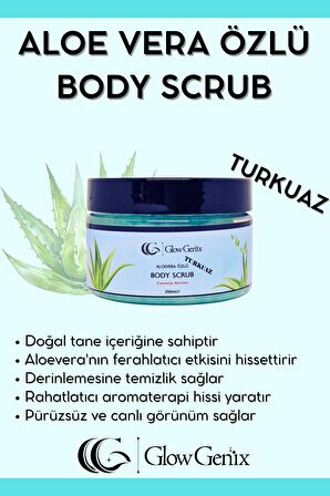 Aloe Vera Özlü Body Scrub - TURKUAZ | Nemlendirici, Besleyici, Arındırıcı Vücut Peelingi | 250 ml