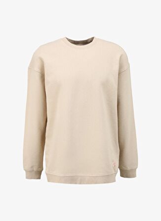 Lee Bisiklet Yaka Ekru Erkek Sweatshırt L241469NQ Loose Fit Sweatshirt