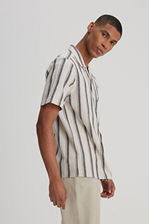 Loose Fit Rahat Kesim Kısa Kollu Gri Gömlek