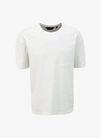 Lee Bisiklet Yaka Beyaz Erkek T-Shirt L241571100 Loose Fit T-shirt