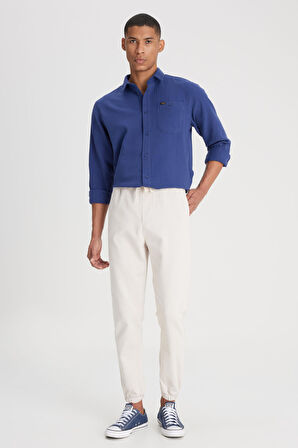 Slim Fit Dar Kesim Normal Bel Dar Paça Taş Rengi Jogger Pantolon